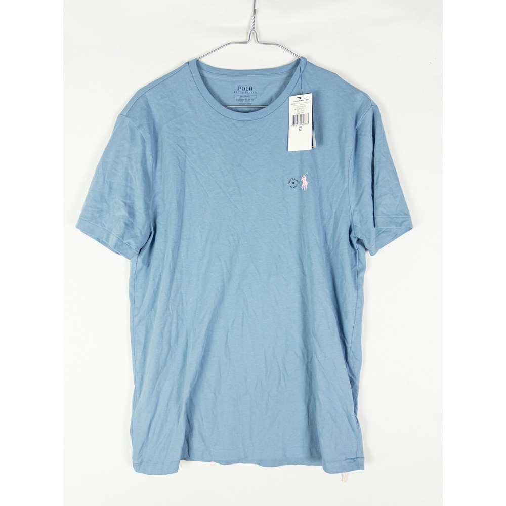 Polo Ralph Lauren Custom Slim Fit Crewneck T-Shirt Mens M Pale Blue Pony Preppy